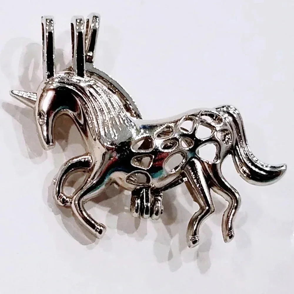 Mythical Unicorn Horse Charm Pendant Silver Tone